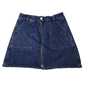 Madewell Denim Skirt Women's 26 A-Line Jean Full Zip Dark Wash